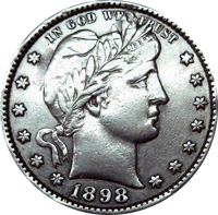 1898 S Barber Quarter