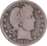 CoinTrackers.com has estimated the 1915 D Barber Quarter value at an ...