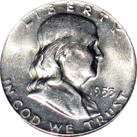 1953 S Ben Franklin Half Dollar