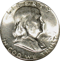 1955 Ben Franklin Half Dollar