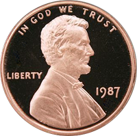 1987 S Lincoln Penny Proof