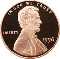 1996 S Lincoln Penny Proof