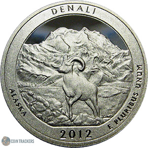 2012 P 5 Oz 99.9% Silver Denali Alaska Quarter