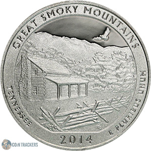 2014 P 5 Oz 99.9% Silver Smoky Mountains