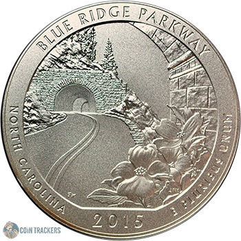2015 P 5 Oz 99.9% Silver Blue Ridge Parkway