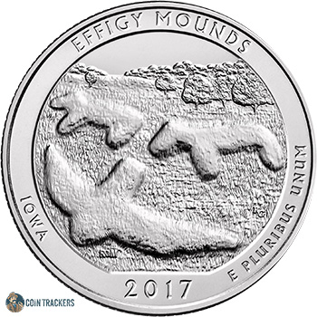2017 D Effigy Mounds Iowa Quarter