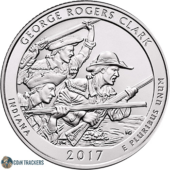 2017 D George Rogers Clark Indiana Quarter